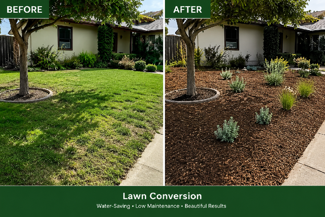 Lawn To Mulch Conversion - Premium Mulch Redwood City